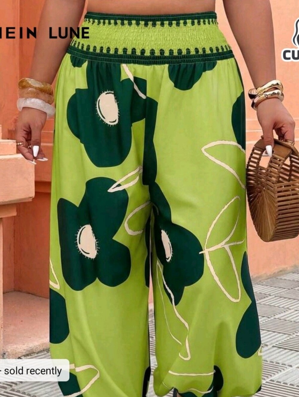 Stylish Green Floral Wide-Leg Pants